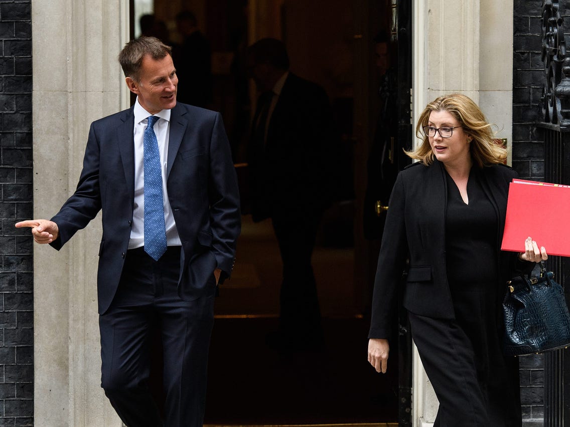 Jeremy leaving Downing Street with Penny Mordaunt MP after cabinet (Source: Business Insider)