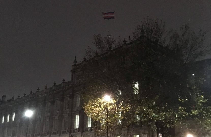 Trans flag over Cabinet Office